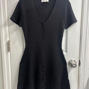 Black Button-Down Knit Dress